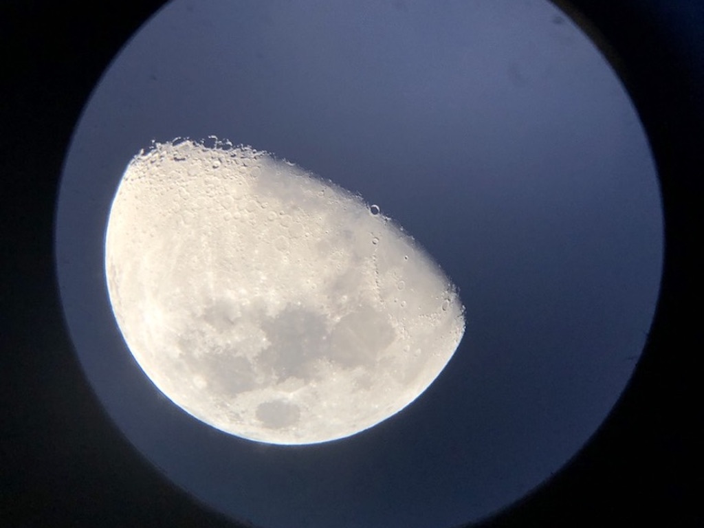 The moon seen through one of the telescopes at Bryce Canyon